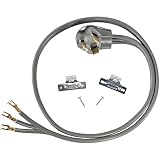 Certified Appliance Accessories 30-Amp Appliance Power Cord, 3 Prong Dryer Cord, 3 Wires with Open-End-Connectors, 4 Feet, Copper Wire