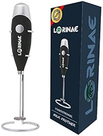 Lorinae Electric Milk Frother Handheld 3.0 For Coffee, Latte, Cappuccino, Hot Chocolate, Durable Drink Mixer With Stainless Steel Whisk, Stainless Steel Stand Include