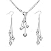 ISAACSONG.DESIGN 925 Sterling Silver Beaded Tassel Y-Shape Necklace and Dangle Drop Earring Bridal Wedding Jewelry Set for Women (Beaded Tassel Necklace and Earring 2pcs Set)