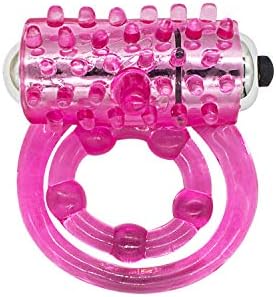 Red Tounge Ribbed Vibrating Massage C-ock Ring Sets-HSTXH-C