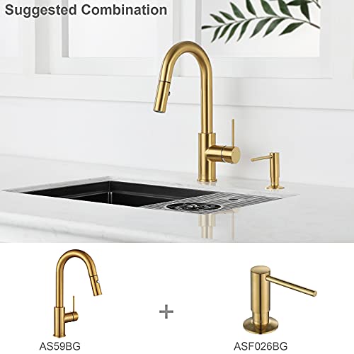 AguaStella AS59BG Brushed Gold Bar Faucet or Prep Kitchen Sink Faucet with Pull Down Sprayer and
