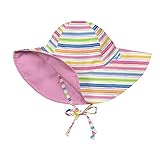 i play. Toddler Girls' Reversible Brim Sun Protection Hat, Pink Wavy Stripe, 2T-4T