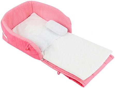 WENJHEN Newborns Baby Cradles Crib Infant Kids Safety Portable Folding Bed Cot Playpens (Pink)