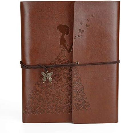 Scrapbook Leather DIY Photo Album Memory Book 60 Pages for Baby Anniversary Birthday Wedding Travel Graduation Picture (Large, Brown Girl）