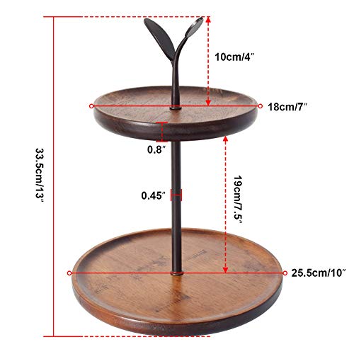 TLBTEK 2 Tiered Wood Tray Stand,Two Tier Serving Tray Farmhouse,Rustic