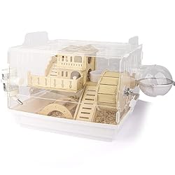 Cycodo 8 in 1 Acrylic Hamster Cage,Wooden Small