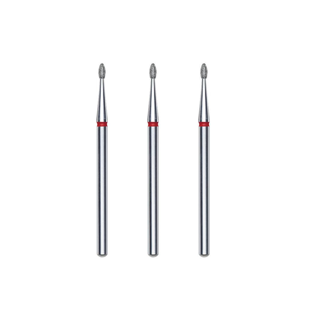 STALEKS PRO Set of 3 Diamond Cuticle Mills 3.4 x 1.6 mm Olive Shape (Fine Grain)