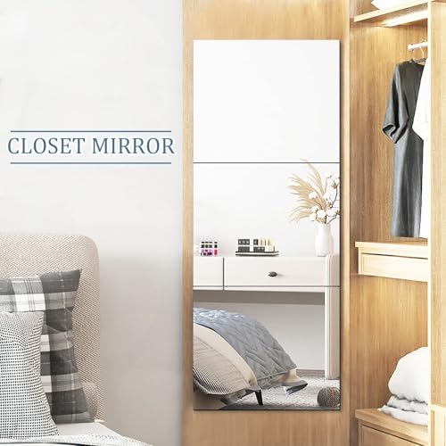 Augshy 4 Pack Self Adhesive Mirror 50x60cm Adhesive Mirror Tiles 2MM Thick Acrylic Stick On Wall Mirrors Sheets Removable Mirror Stickers for Home Decoration