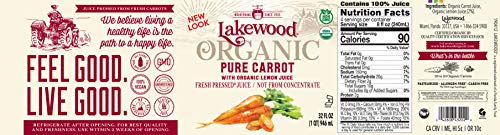 Lakewood Organic PURE Carrot Juice, 32 Fl Oz (Pack of 6) - Image 2