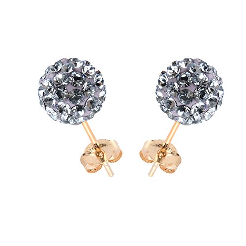 14k Yellow Gold Post Earrings 10mm Disco Ball Crystal Stud Earrings