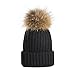 Dikoaina Womens Girls Winter Fur Hat Large Faux Fur Pom Pom Slouchy Beanie Hats Black