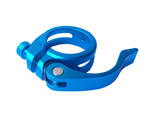 DEERU Aluminum Quick-Release Seat Post Clamp 40mm Bike Seat Clamp Fold Bike Seatpost Clamp, Blue - Thumbnail 2