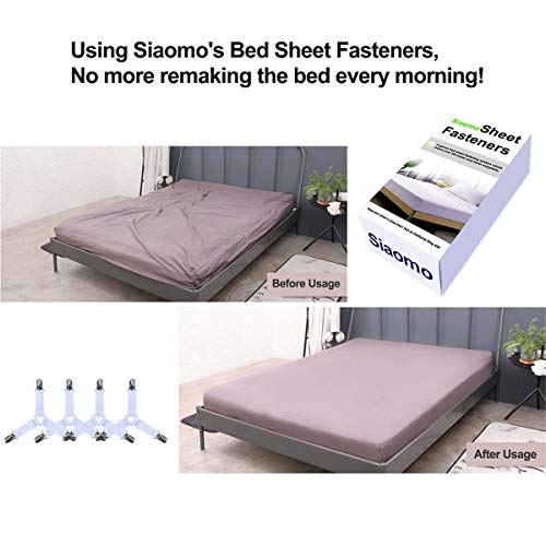 Bed Sheet Holders Straps Fasteners - 4 Pcs Triangle Sheet Fasteners Fitted Flat Sheet Corner Holder Elastic Adjustable Bed Band Sheet Holders Clip Suspenders Grippers White