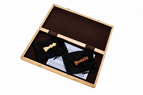 FUN+1 TOYS! High Quality 15-Inch Classic Folding Wooden Chess Set. Includes Wooden Pieces in Storage Pouches, Board, and Instructions!