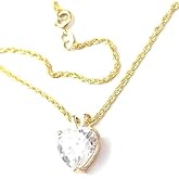 18k SOLID Gold LUXURY WOMENS DAY gift for her 8mm Diamond Necklace Pendant 1.5 carat HEART SOLITAIRE DIAMOND Heart Diamondd Necklace YELLOW GOLD HANDMADE Jewellery for women Anniversary Valentine gift