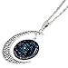 Linsh Dome Moon Time Gems Pendant Necklaces Hollow Out Carved Moon Stars Pendant(Style 1)