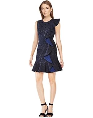 BCBG Maxazria Dede Jacquard Ruffled Sleeveless Cocktail Dress