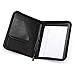 Samsill Leather Trim Business Junior Padfolio/Interview Portfolio with Zippered Closure, 5 Inch x 8 Inch Writing Pad Included, Black