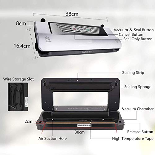 YFGQBCP vakuumiergerät Vakuumierer, Multi-Functional-Food-Sealer entfernt for Food Saver und Sous Vide 4 in 1… – Bild 6