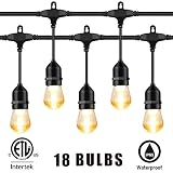 MORSEN LED String Lights, 52 Ft Indoor Outdoor Shatterproof Waterproof Bulb with Heavy Duty Connectable Cord for Patio Party Backyard Gazebo Porch, Warm White
