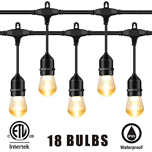MORSEN LED String Lights, 52 Ft Indoor Outdoor Shatterproof Waterproof Bulb with Heavy Duty Connectable Cord for Patio Party Backyard Gazebo Porch, Warm White