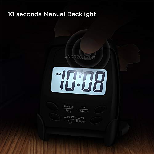Peakeep Small Folding Battery Operated Alarm Clock, Travel Digital Easy