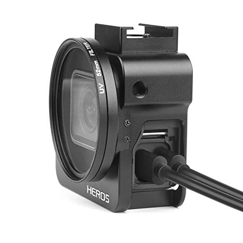 D&F Black CNC Aluminum Alloy Housing Sport Camera Shell Box Frame Mount Prevent Overheating with Protective Lens for Gopro HERO 5