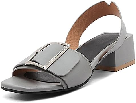Kaloosh Women's Classy Patent Leather Strap Buckle Slingback Block Heel Dress Sandals Black