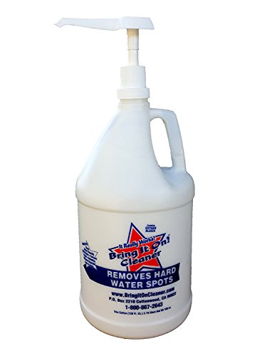 Bring It On Cleaner: Shower Door Hard Water Spot Stain Remover with Oxygen Bleach. Safely Clean Shower Door Glass, Tiles, Taps, Grout and Fiberglass 128oz