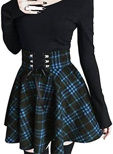 Vintage Women Scotland Plaid Bandage High Waist Large Swing Cotton Tartan Skirt Women Skirt Sexy plaid Pleated Skirts Fashion Mi Lolita Dresses for Women (Color : Blue, Size : XXL) price in Vintage Women Scotland Plaid Bandage High Waist Large Swing Cotton Tartan Skirt Women Skirt Sexy plaid Pleated Skirts Fashion Mi Lolita Dresses for Women (Color : Blue, Size : XXL) price in