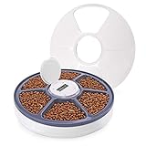 Tarvos Automatic Pet Feeder for Cats and Dogs - Dry or Wet Food Dispenser - 6 Meal Trays with Portion Control - Voice Reminder and LCD Smart Programmable Clock