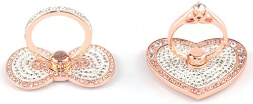 GreatQIQI Cell Phone Ring Stand Holder, 2pcs 360 Rotation Smartphone Finger Ring Kickstand Grip Stand Holder with Bling Diamond for iPhone X 8 7 6 6S Plus iPad Samsung S8 S7 LG Tablets (Rose Gold)