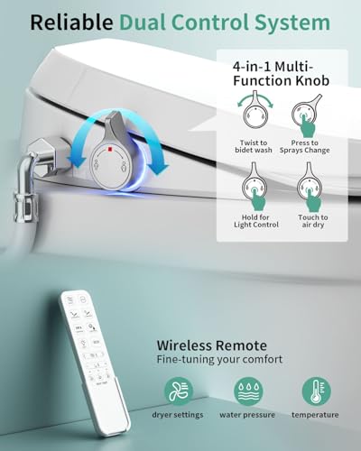 SR SUN RISE Electric Bidet Toilet Seat for Elongated Toilets | Dual Nozzles for Female & Hip Wash, 6 Wash Modes, Comfort Heated, Air Dryer, Ultra-Slim Profile,Easy Knob Control,