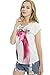 futurino Women's Garland Flamingo Print Crewneck Short Sleeve T-Shirt Top Tees M White