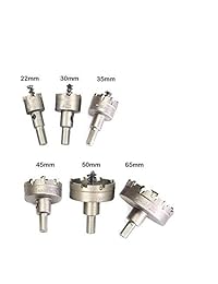 yaetek 6pcs Punta de carburo TCT broca de corona para aleación de metal de acero inoxidable de 22 65 mm. (72.2 foot, 30 35 mm. 45 mm. 50 mm. 65 mm.)