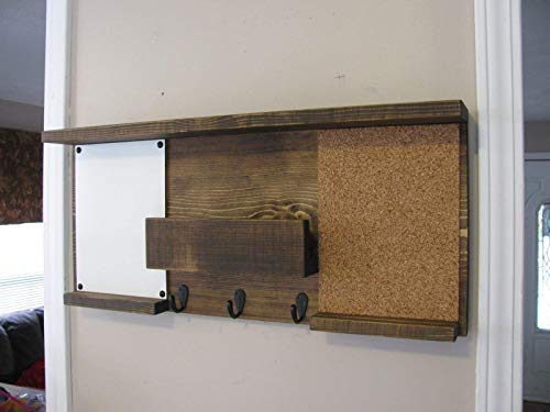 Dual Mail Organizer with Shelf, Cork Board and White Board, Mail Holder, Mail Organizer, Dual Message Board