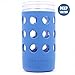 Silicone Mason Jar Protector Sleeve (2 Pack) | Fits Ball, Kerr 24oz (1.5 pint) Wide-Mouth Jars | Thickest Silicone Sleeve | Microwave & Dishwasher Safe | For Coffee, Tea and Smoothies (Blue)