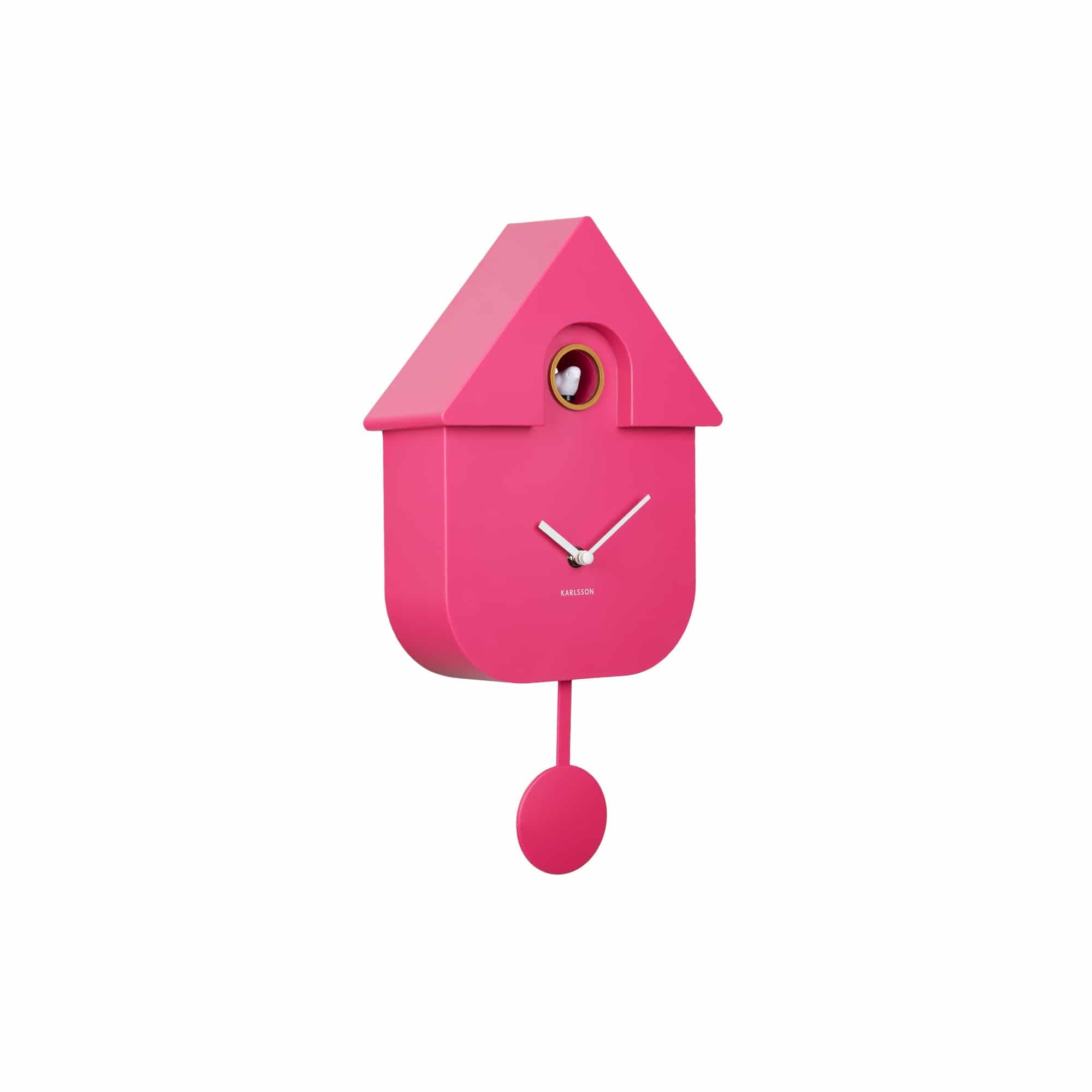 Karlsson Pendulum Modern Wall Cuckoo Clock (bright pink - KA5768BP)