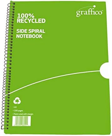 Graffico Recycled Spiral Bound Notebook 100 Pages A5 (Pack of 10)
