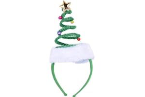 ADJOY Springy Christmas Tree Headband with Bells Star Headwear - One Size Fits Most