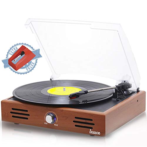 Lauson JTF535 Vinyl Record Player with Speakers | Stereo Turntable 3-Speed | Vintage Style | Vinyl to MP3 Recording | RCA (Vintage Oak)