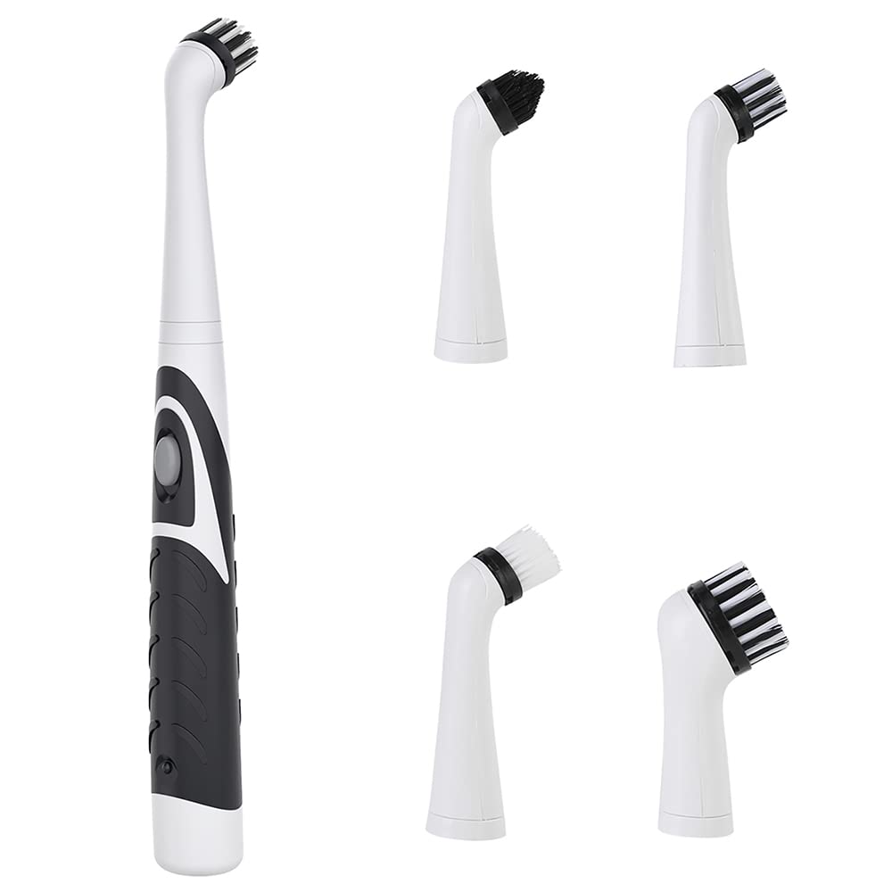 Electrical Cleaning Brush, SUCCEASY 4 in 1 Electric Cleaning Brush with Replacement Heads, Electric Spin Scrubber Household Cleaning Brushes for Home, Bathroom Floor, Tub, Shower, Tile(Black&White)