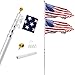 Gientan 25FT Telescopic Flag Pole Kit 3x5 US Flag, Heavy Duty 16 Gauge Aluminum American Inground Telescoping Flagpole Set Stainless Steel Clips Commercial Residential, Silver