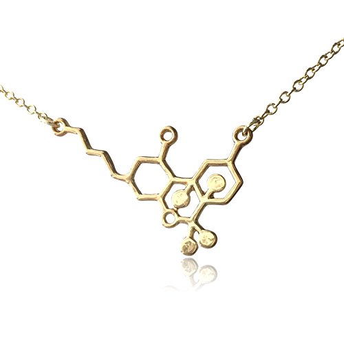 Cos (tm) thc tetrahydrocannabinol molecule necklace - g…