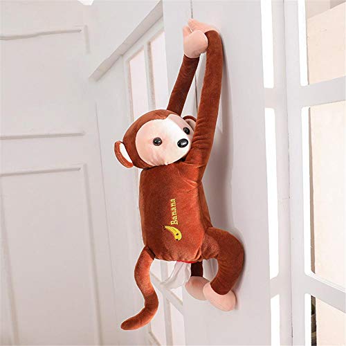 Creative Tissue Box Cute Monkey Toy Paper Facial Tissue Box Cover Holder Napkin Box Paper Storage Box for Car Bathroom Vanity Countertops Bedroom Dressers Night Stands Desks and Tables