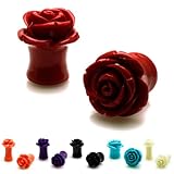 Acrylic Rose Tunnel Expander Ear Plugs in 6 Colors