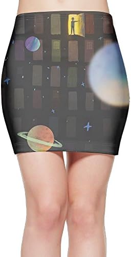 Women's Fashion Sexy Tight Mini Skirt Dress Space Stars Creative Bandage Straight Fitted Bodycon Stretch Fabric