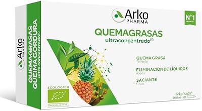 Arkofluido Fat Burner Bio 20 Ampolas, Controlo de Peso, Saciatório, Elimina Líquidos e Toxinas Mais Conselhos Nutricionais, Suplemento Alimentar, 20 Unidades (Pack de 1)
