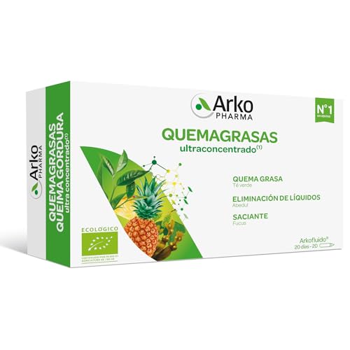 Arkofluido Quemagrasa Bio 20 Ampollas, Control de Peso, Saciante, Elimina Líquidos y Toxinas Más Asesoramiento Nutricional, Complemento Alimenticio, 20 Unidad (Paquete de 1)