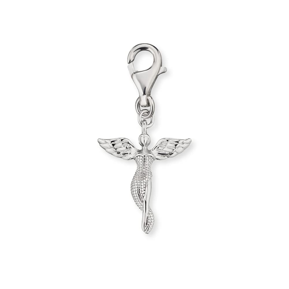 Engelsrufer Women's Charm Pendant Guardian Angel Symbol Silver Made of Sterling Silver – Lobster Clasp – Nickel-Free, 15mm, Sterling Silver, No Gemstone